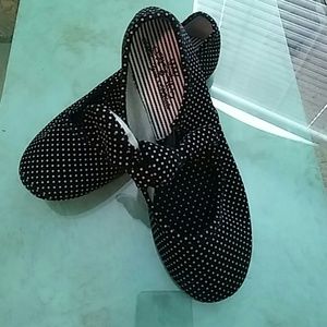 Girls black and white polka dot shoes